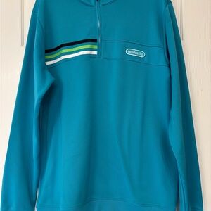 Adidas Teal Quarter-Zip Pullover with Stripe Accent